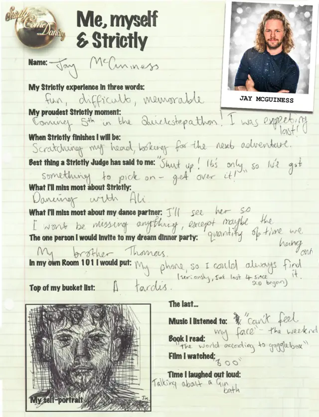 Jay's proudest moment has been coming 5th in the quick-step-athon, and a TARDIS is top of his bucket list