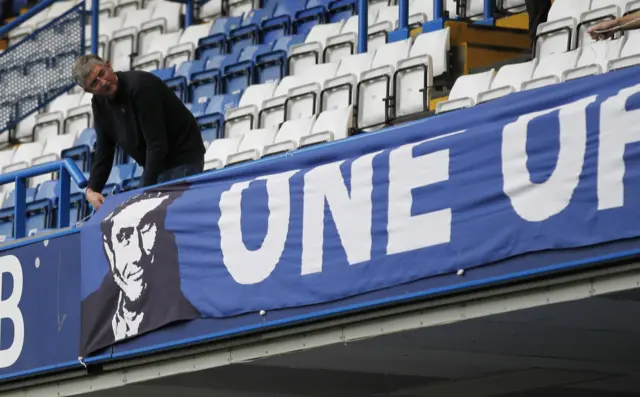 Jose Mourinho banner at Stamford Bridge