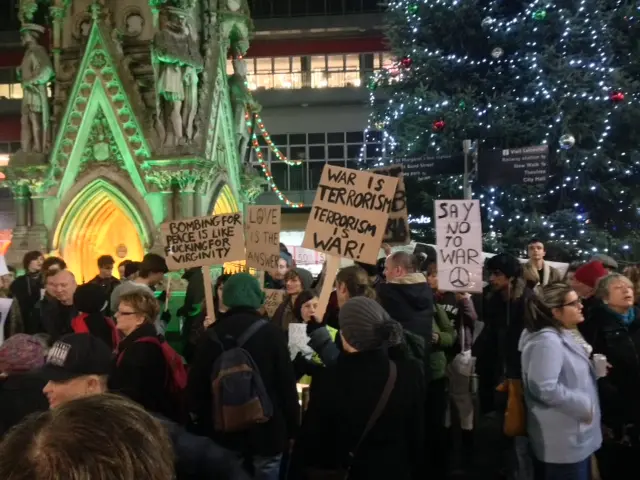 Protest at Leicester's clock tower