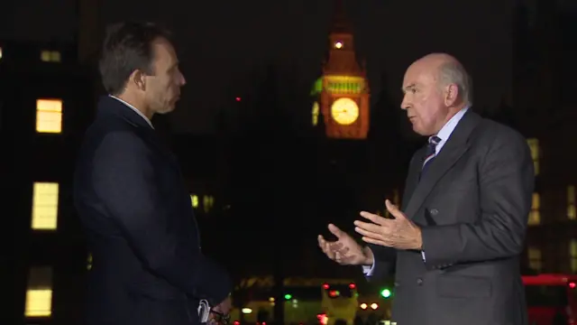 Lord Dannatt talking to BBC News presenter Ben Brown