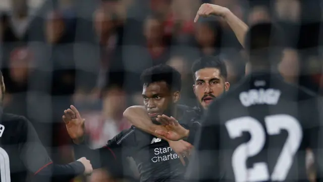 Liverpool striker Daniel Sturridge celebrates