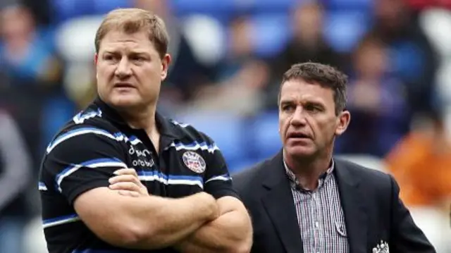 Bath rugby head coach Mike Ford (right) and the club's forwards coach Neal Hatley