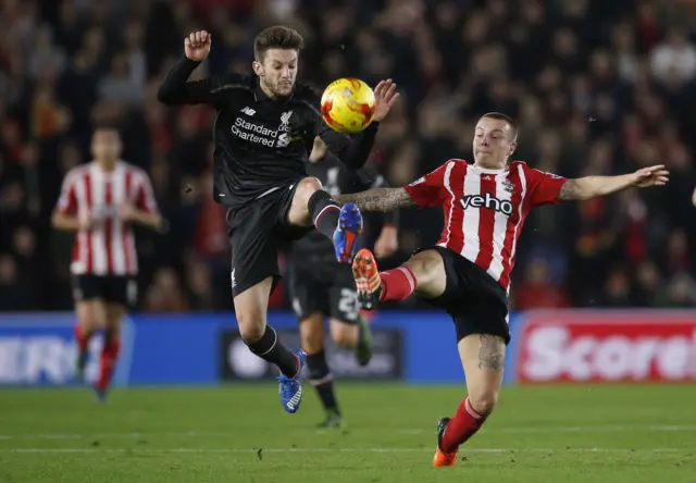 Liverpool midfielder Adam Lallana