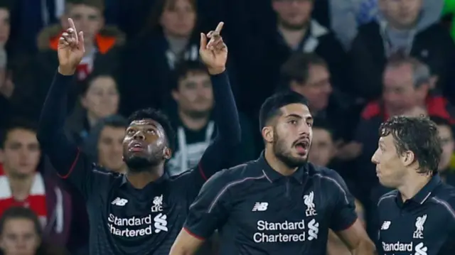 Daniel Sturridge celebrates his equaliser for Liverpool