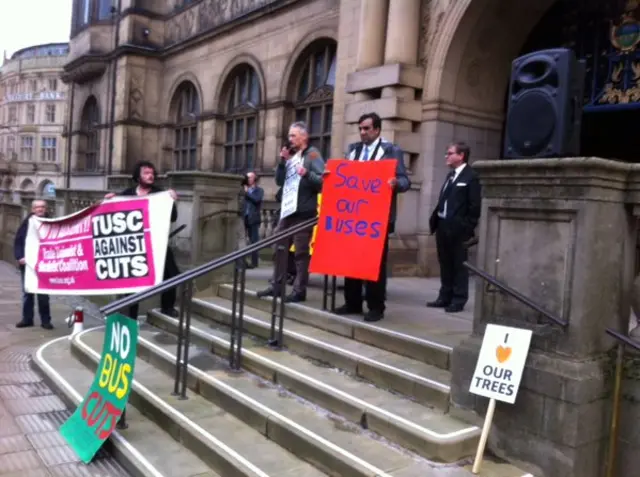 Protest outside town hall