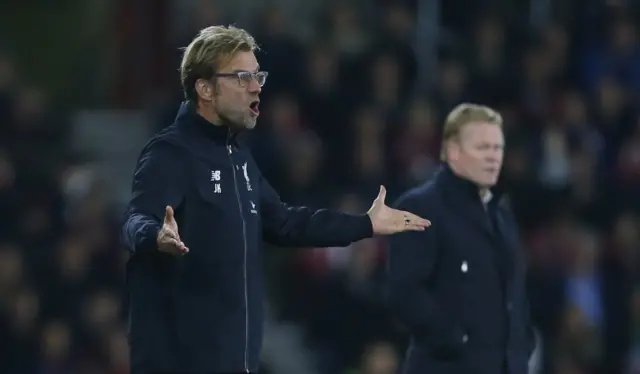 Liverpool manager Jurgen Klopp and Southampton boss Ronald Koeman