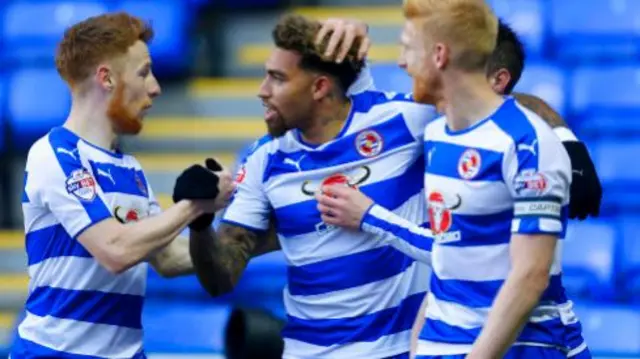 Danny Williams celebrates his goal with Reading team-mates