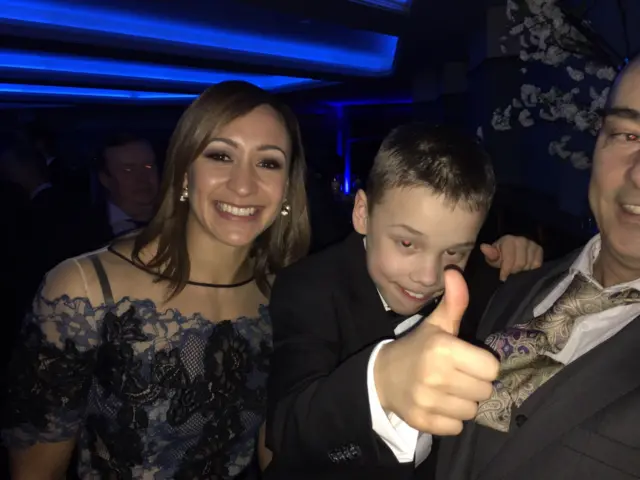 Bailey and his father with Jessica Ennis-Hill