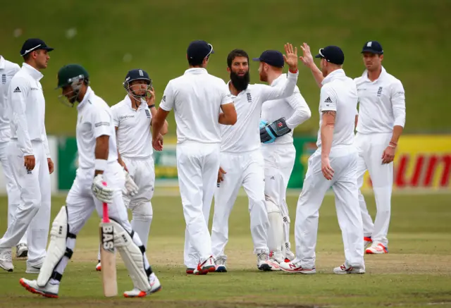 Moeen Ali celebrates a wicket