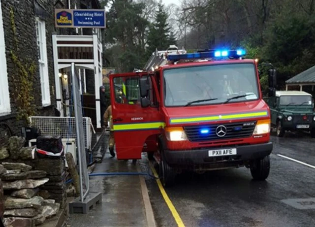 Fire engine outside Glenridding Hotel