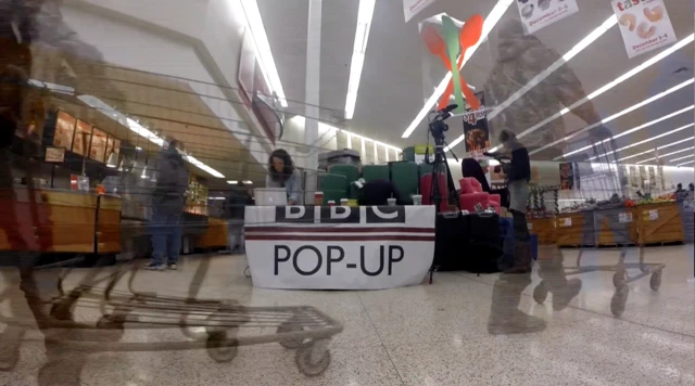 A BBC Pop Up sign at a South Dakota market