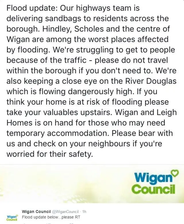 Wigan council tweet