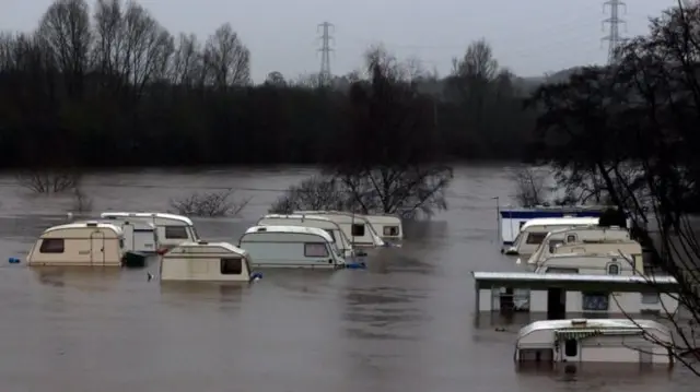 caravans in flood