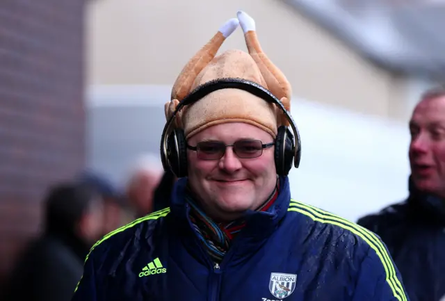 West Brom fan with a Turkey hat