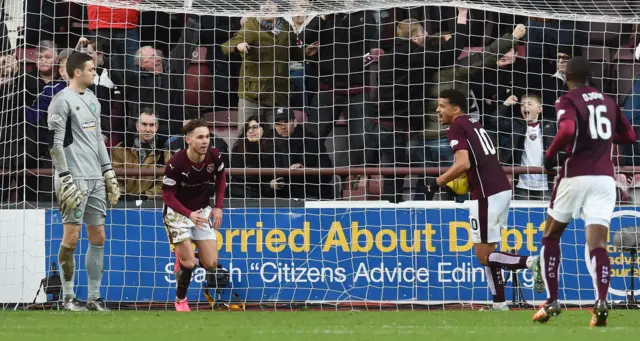 But Hearts were soon celebrating Sam Nicholson's equaliser