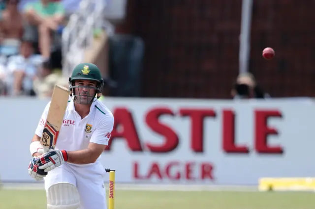 Dean Elgar looks on after hitting a four