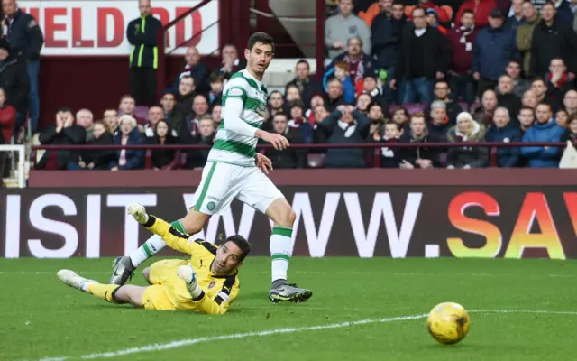 Nir Bitton rolls in a cool finish to make it 1-0 to Celtic