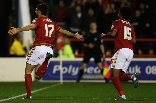 Nelson Oliveira celebrates scoring