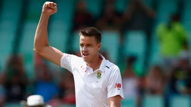 Morne Morkel of South Africa celebrates