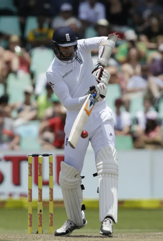 England’s batsman Steven Finn, bats