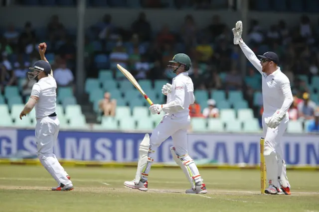 England players appeal for a wicket