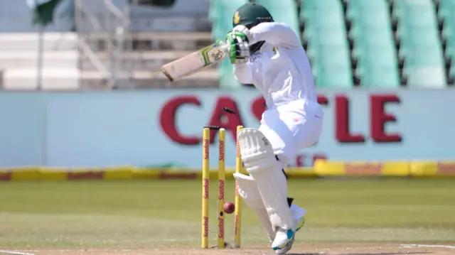 Temba Bavuma is bowled out