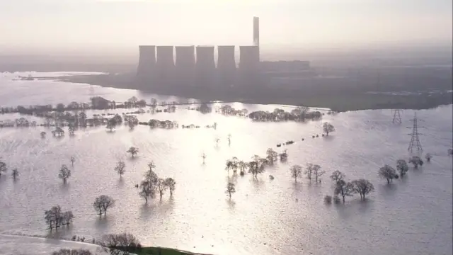 Flooding surrounding Eggborough power station