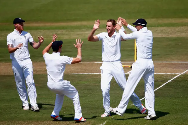 Stuart Broad celebrates