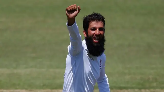 Moeen Ali celebrates taking a wicket