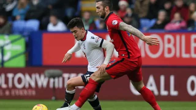 Bolton Wanderers Zach Clough and Blackburn Rovers Shane Duffy