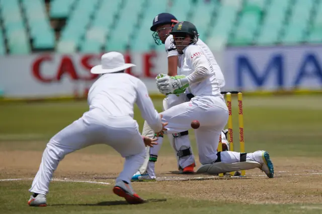 Jonny Bairstow looks on as a South African player attempts a catch