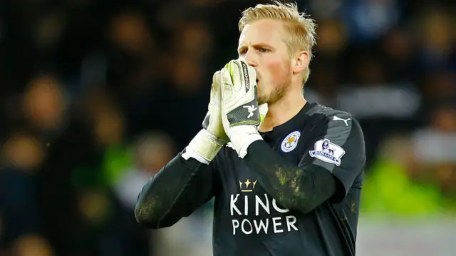 Kasper Schmeichel reacts