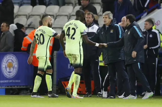 Manchester City players at full-time