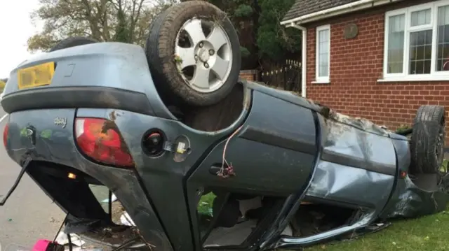 Car after crash in Tamworth