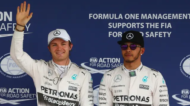 Nico Rosberg (left) with Lewis Hamilton