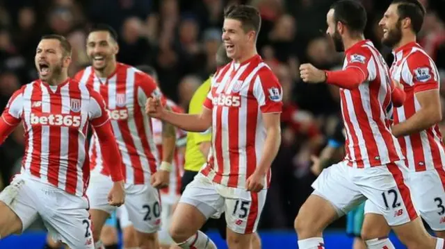 Stoke City players celebrating