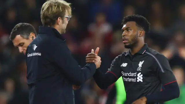 Jurgen Klopp (left) with Daniel Sturridge