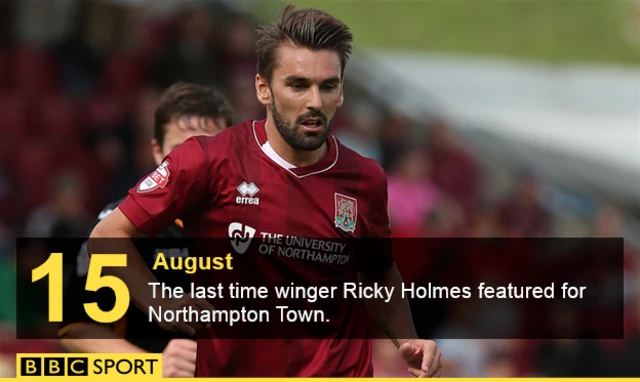 15 August the last time winger Ricky Holmes featured for Northampton Town