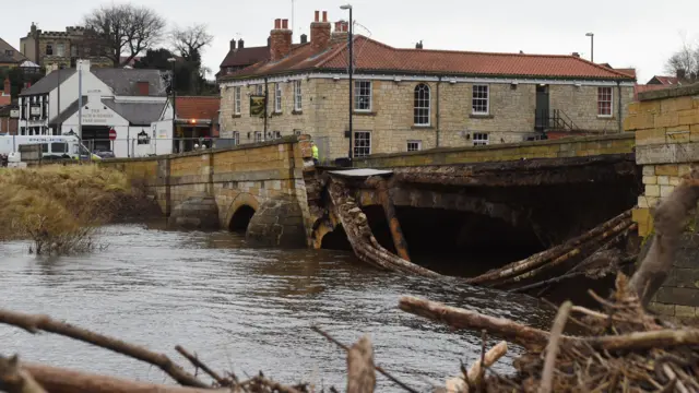 Collapsed bridge in Tadcaster