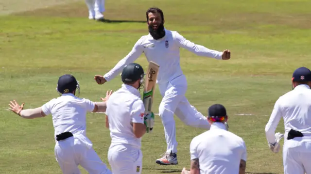 Moeen Ali celebrates