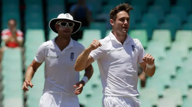 Chris Woakes celebrates