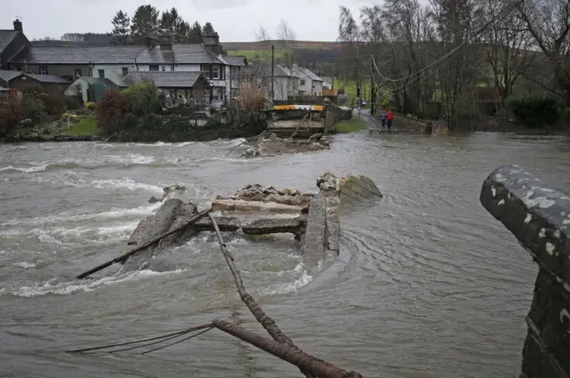 The remains of Pooley Bridge in Ullswater, Cumbria