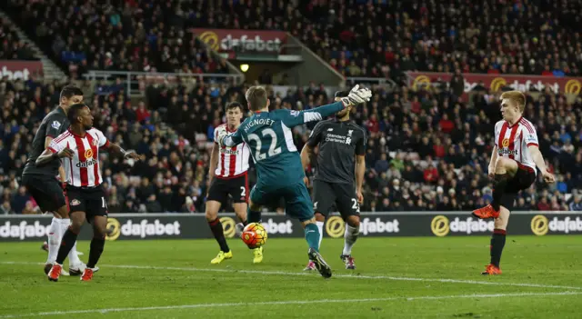 Simon Mignolet saves Duncan Watmore's shot