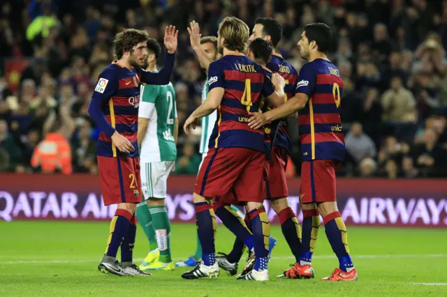 Barcelona players celebrate