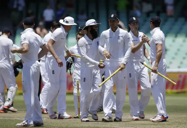 The England players celebrate