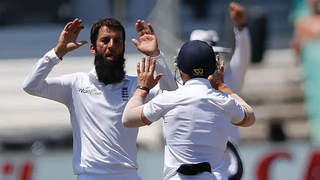 Moeen Ali celebrates a wicket