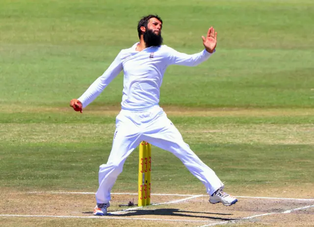 Moeen Ali bowls