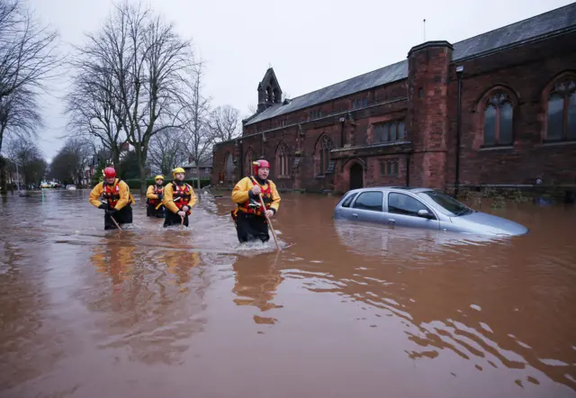 Rescuers in Warwick Road, Carlisle