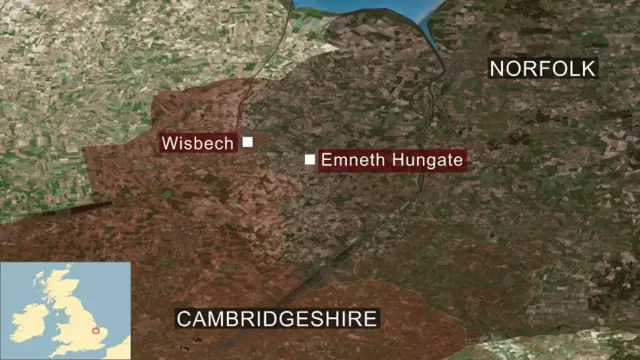 Map showing Wisbech and Emneth Hungate