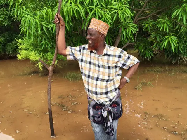 Somali farmer in river